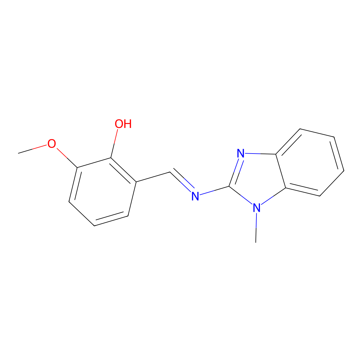 2-Methoxy-6-[[(1-methyl-1H-benzimidazol-2-yl)imino]methyl]phenol molecular structure, CAS 332099-57-7