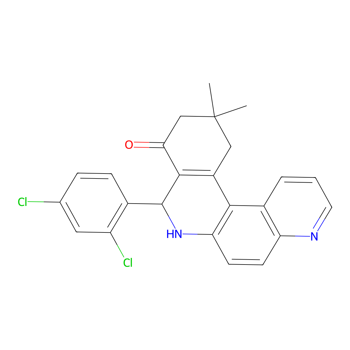 8-(2,4-dichlorophenyl)-11,11-dimethyl-8,10,11,12-tetrahydrobenzo[a][4,7]phenanthrolin-9(7H)-one molecular structure, CAS 332099-95-3