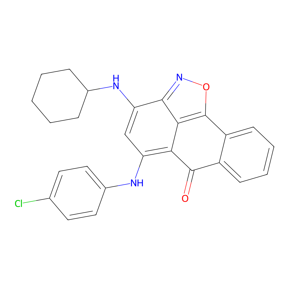 5-(4-chloroanilino)-3-(cyclohexylamino)-6H-anthra[1,9-cd]isoxazol-6-one molecular structure, CAS 332099-99-7