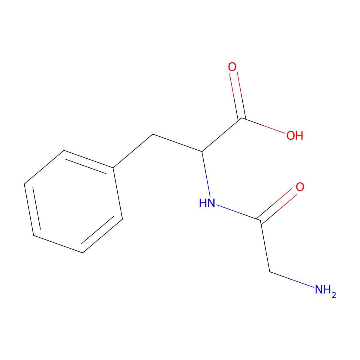 Glycyl-L-phenylalanine molecular structure, CAS 3321-03-7