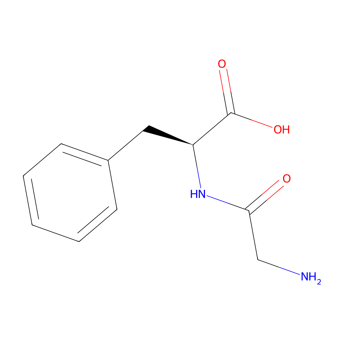 Glycyl-L-phenylalanine molecular structure, CAS 3321-03-7