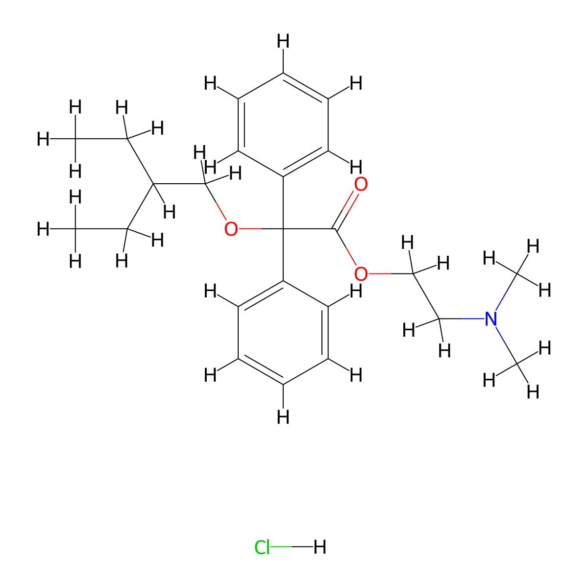 Benzeneacetic acid, alpha-(2-ethylbutoxy)-alpha-phenyl-, 2-(dimethylamino)ethyl ester, hydrochloride (1:1) molecular structure, CAS 3321-06-0