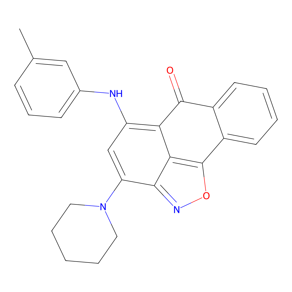 3-(1-piperidinyl)-5-(3-toluidino)-6H-anthra[1,9-cd]isoxazol-6-one molecular structure, CAS 332100-03-5