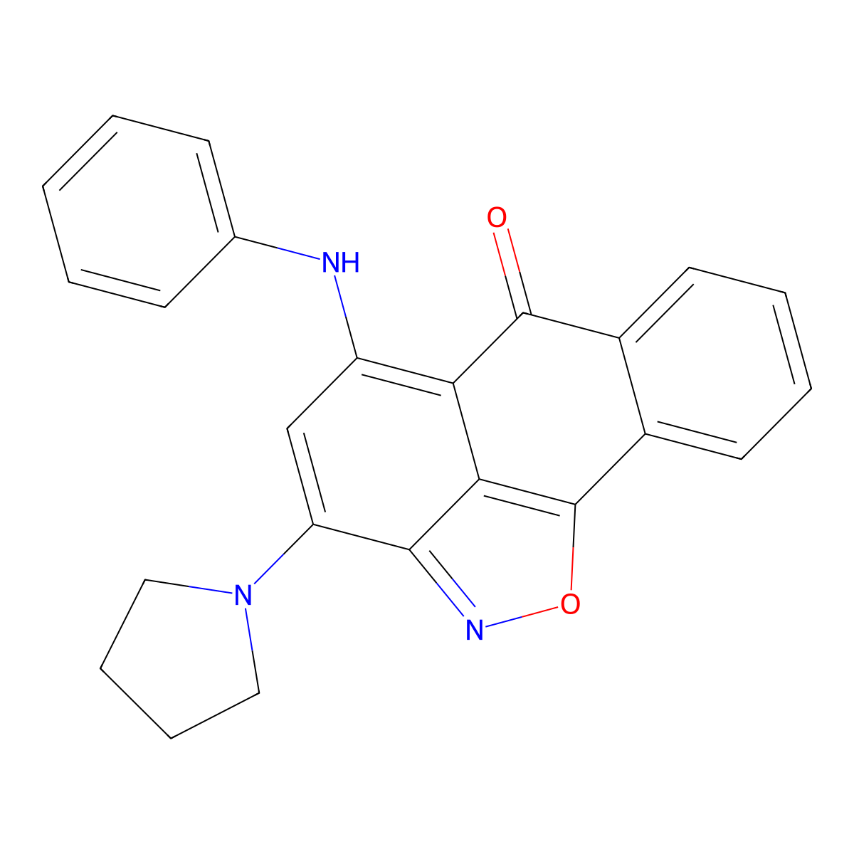 5-anilino-3-(1-pyrrolidinyl)-6H-anthra[1,9-cd]isoxazol-6-one molecular structure, CAS 332100-06-8