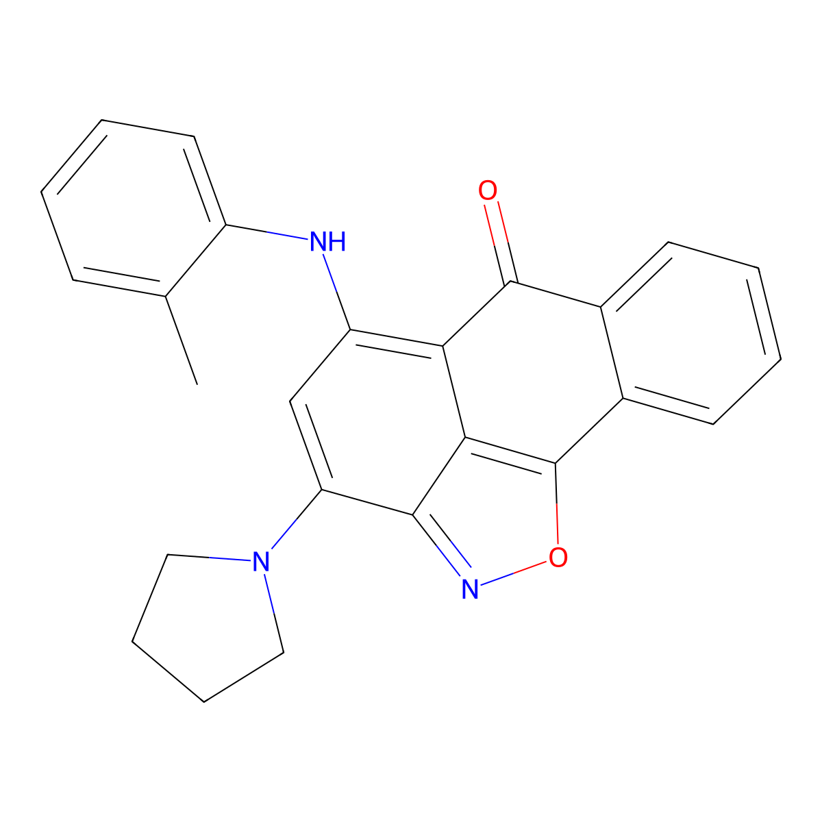 3-Pyrrolidin-1-yl-5-o-tolylamino-anthra[1,9-cd]isoxazol-6-one molecular structure, CAS 332100-07-9