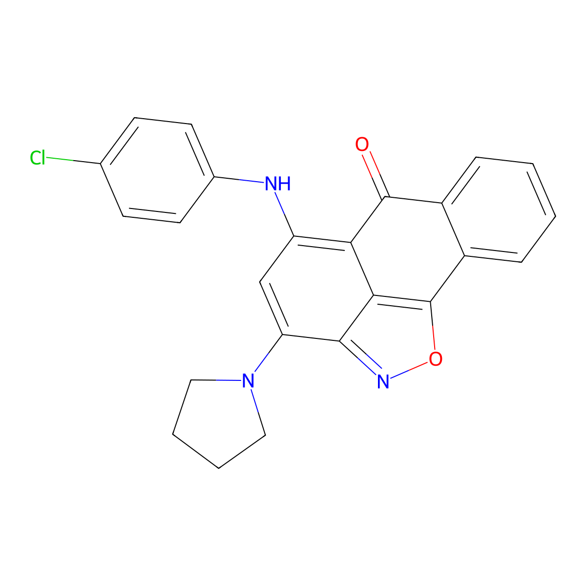 5-(4-chloroanilino)-3-(1-pyrrolidinyl)-6H-anthra[1,9-cd]isoxazol-6-one molecular structure, CAS 332100-09-1