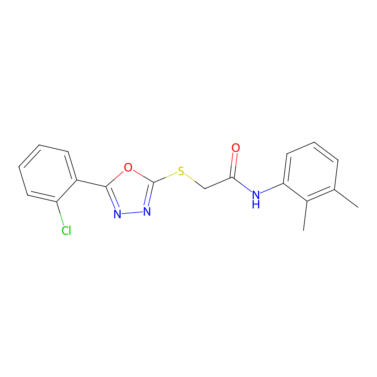 2-((5-(2-Chlorophenyl)-1,3,4-oxadiazol-2-yl)thio)-N-(2,3-dimethylphenyl)acetamide molecular structure, CAS 332100-24-0