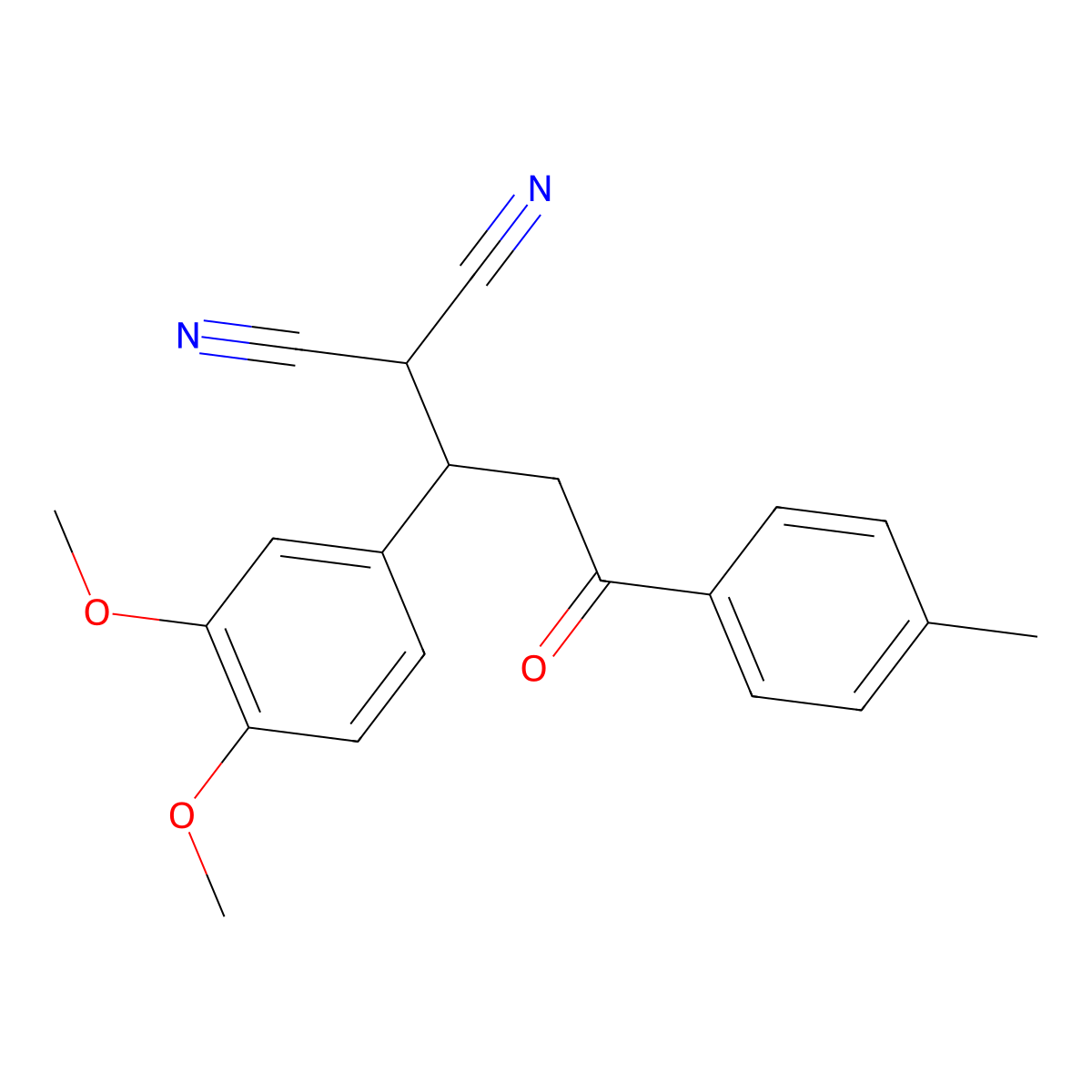 2-(1-(3,4-Dimethoxyphenyl)-3-oxo-3-(p-tolyl)propyl)malononitrile molecular structure, CAS 332100-68-2