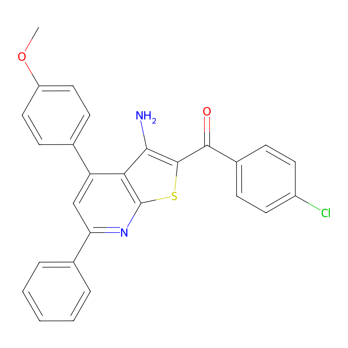 [3-Amino-4-(4-methoxyphenyl)-6-phenylthieno[2,3-b]pyridin-2-yl]-(4-chlorophenyl)methanone molecular structure, CAS 332100-91-1