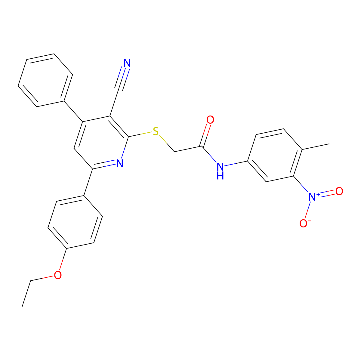 2-((3-Cyano-6-(4-ethoxyphenyl)-4-phenylpyridin-2-yl)thio)-N-(4-methyl-3-nitrophenyl)acetamide molecular structure, CAS 332101-28-7