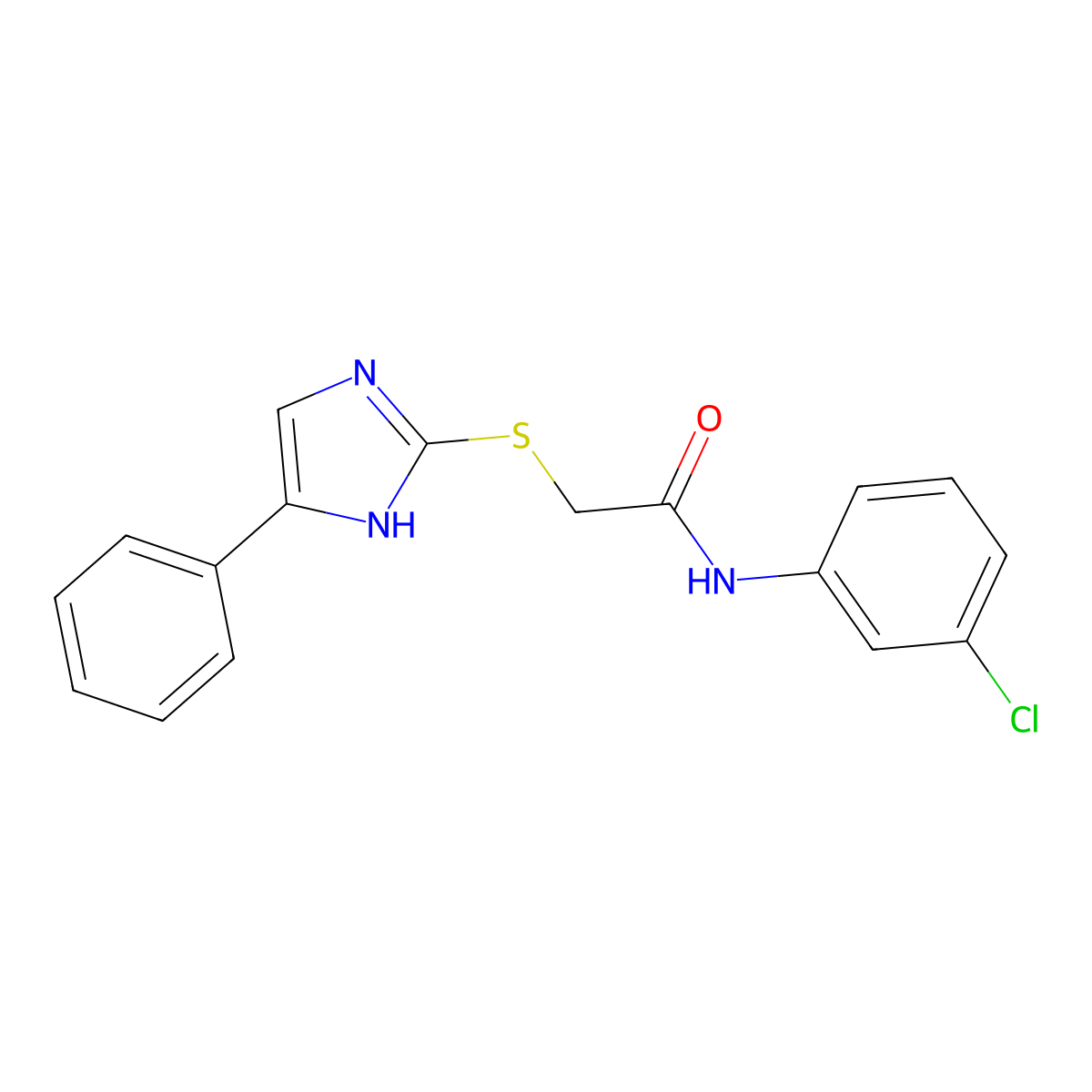 N-(3-Chlorophenyl)-2-((4-phenyl-1H-imidazol-2-yl)thio)acetamide molecular structure, CAS 332101-62-9