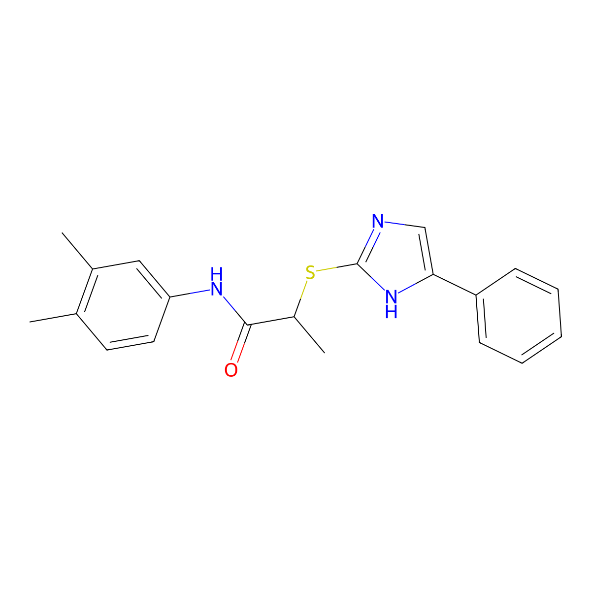 N-(3,4-Dimethylphenyl)-2-((4-phenyl-1H-imidazol-2-yl)thio)propanamide molecular structure, CAS 332101-64-1