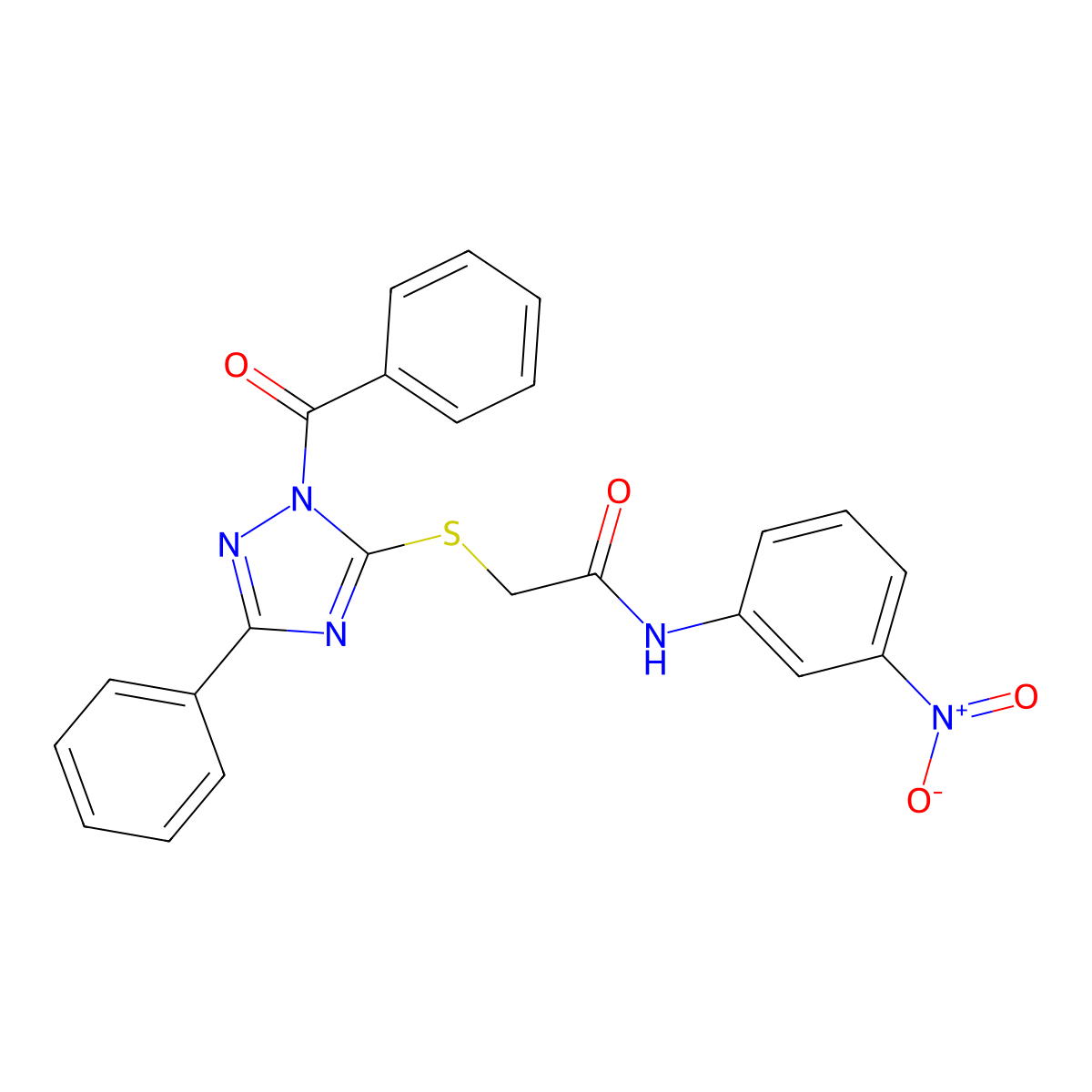 2-((1-Benzoyl-3-phenyl-1H-1,2,4-triazol-5-yl)thio)-N-(3-nitrophenyl)acetamide molecular structure, CAS 332101-77-6