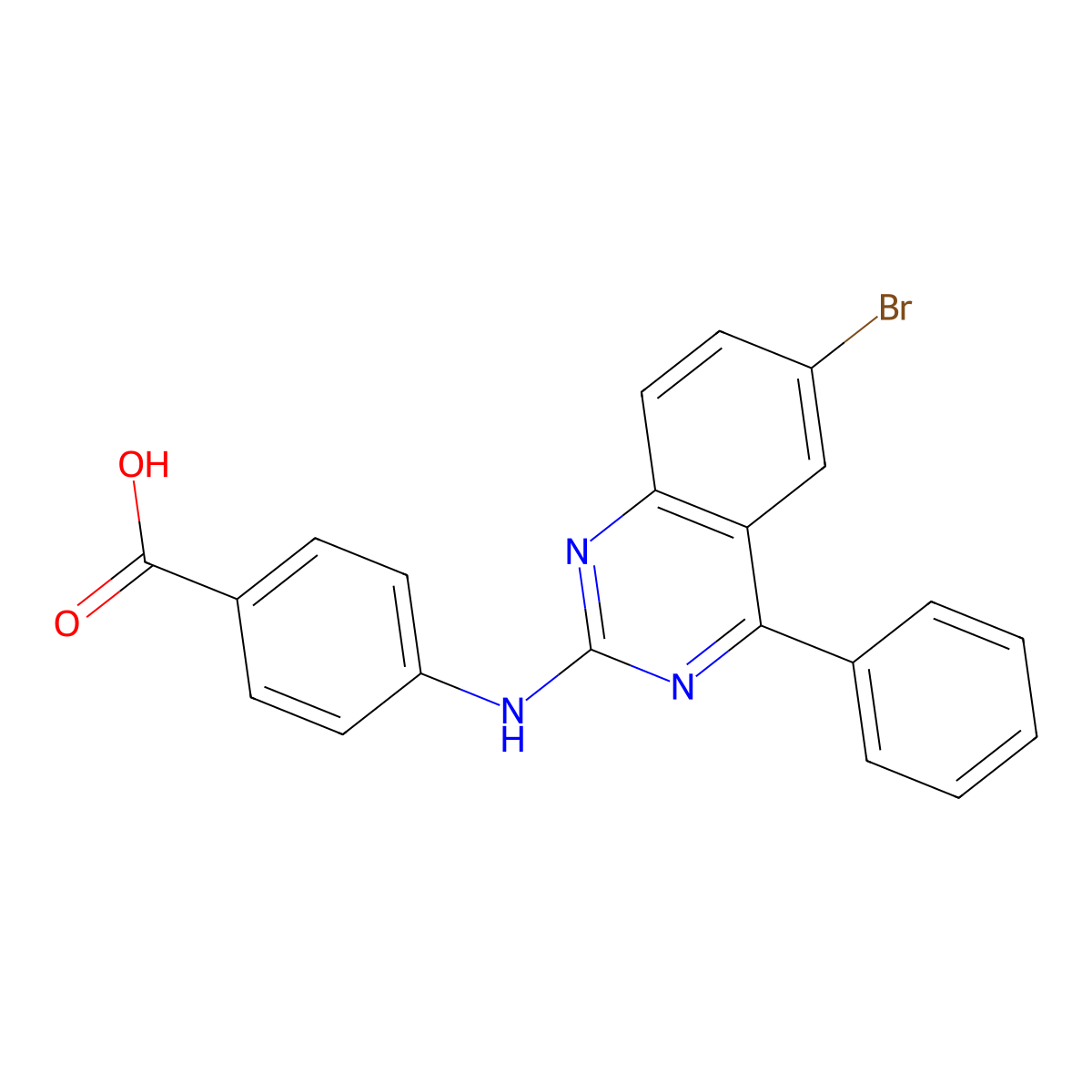 4-[(6-Bromo-4-phenylquinazolin-2-yl)amino]benzoic acid molecular structure, CAS 332102-08-6