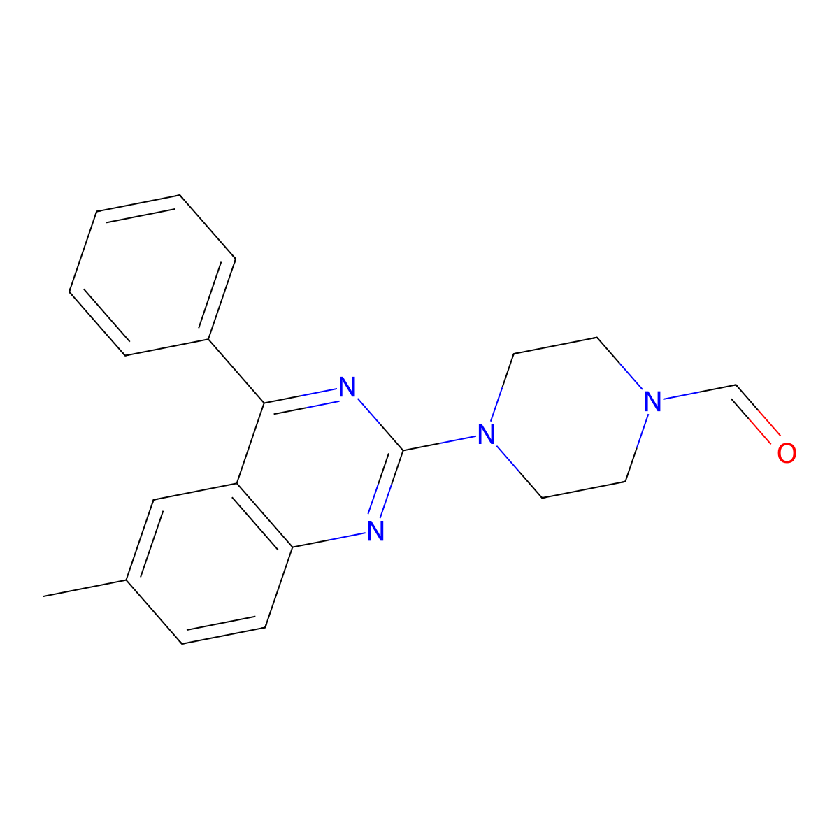 4-(6-Methyl-4-phenylquinazolin-2-yl)piperazine-1-carbaldehyde molecular structure, CAS 332102-15-5