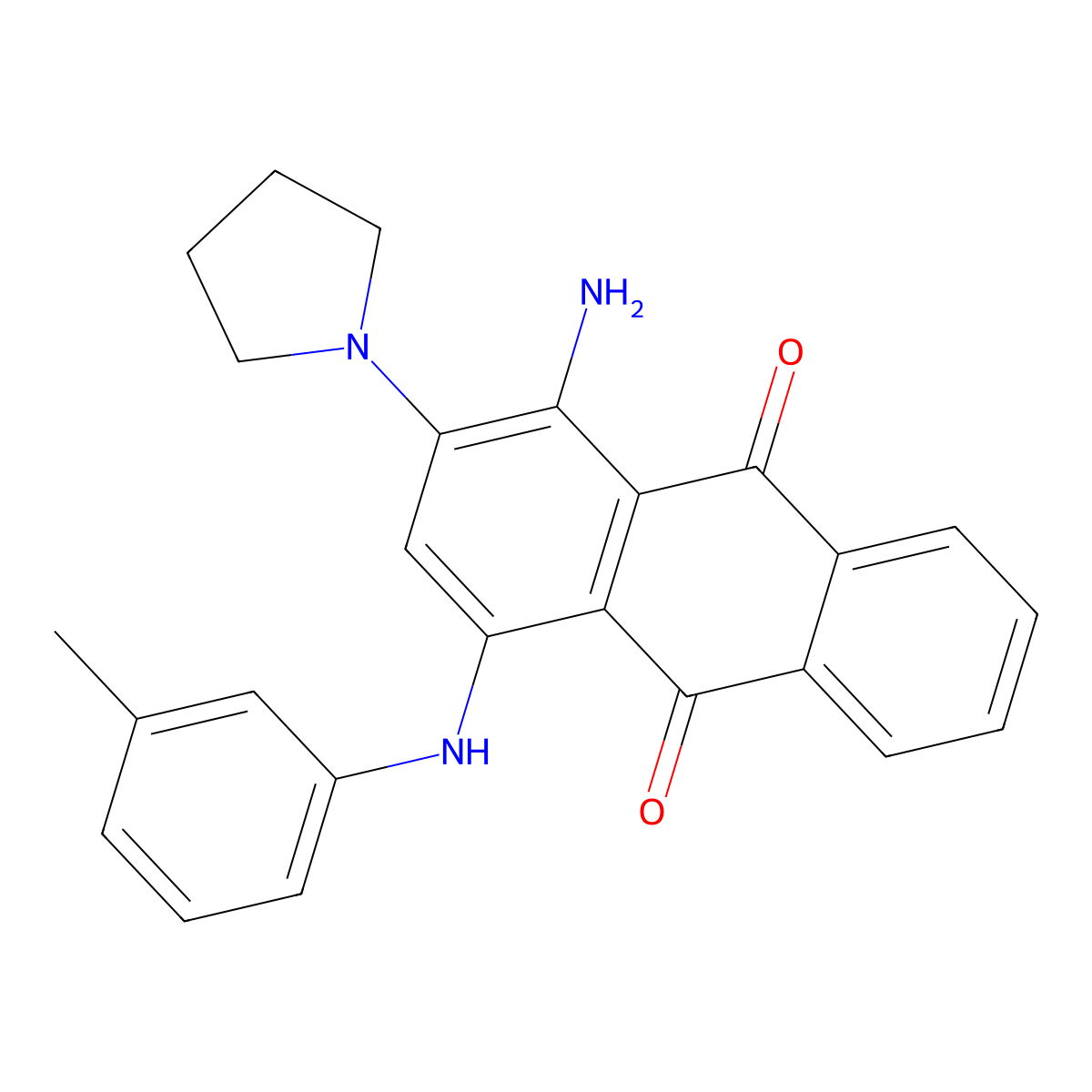 1-Amino-4-(3-methylanilino)-2-pyrrolidin-1-ylanthracene-9,10-dione molecular structure, CAS 332102-52-0