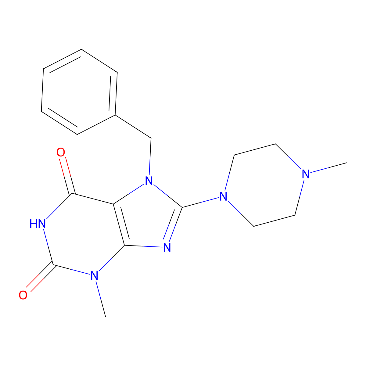 7-Benzyl-3-methyl-8-(4-methylpiperazin-1-yl)purine-2,6-dione molecular structure, CAS 332103-57-8