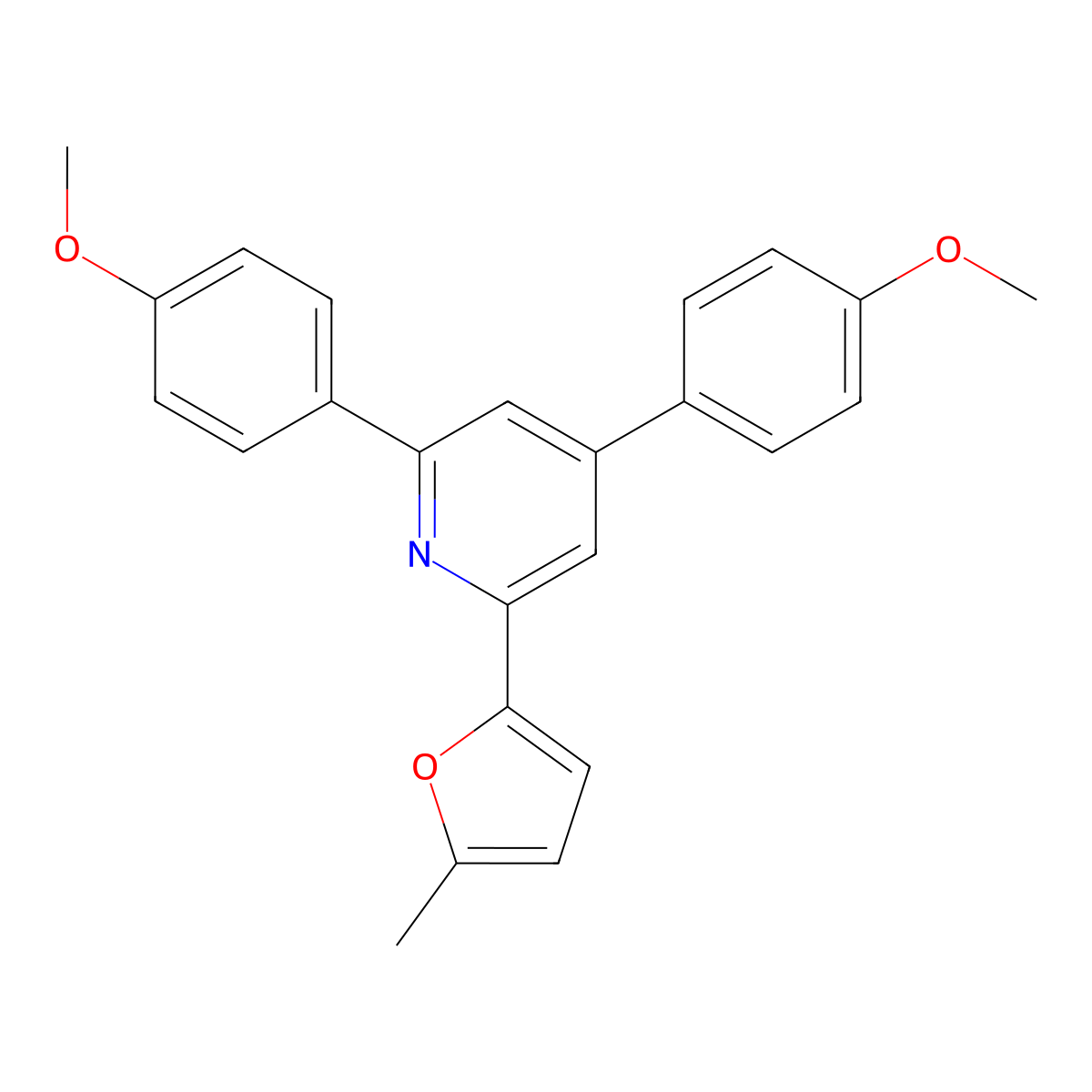 2,4-Bis(4-methoxyphenyl)-6-(5-methylfuran-2-yl)pyridine molecular structure, CAS 332103-89-6