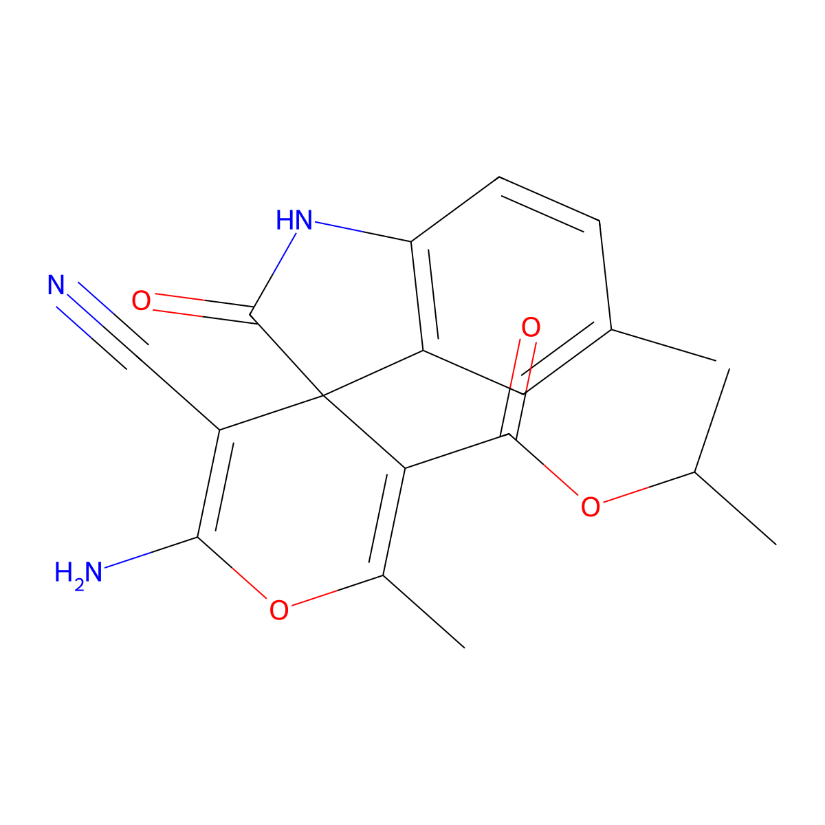Isopropyl 2'-amino-3'-cyano-5,6'-dimethyl-2-oxospiro[indoline-3,4'-pyran]-5'-carboxylate molecular structure, CAS 332103-93-2