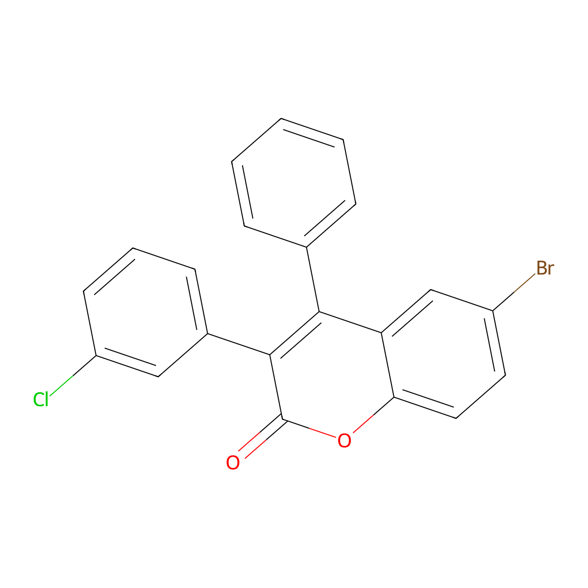 6-Bromo-3-(3-chlorophenyl)-4-phenylchromen-2-one molecular structure, CAS 332104-26-4