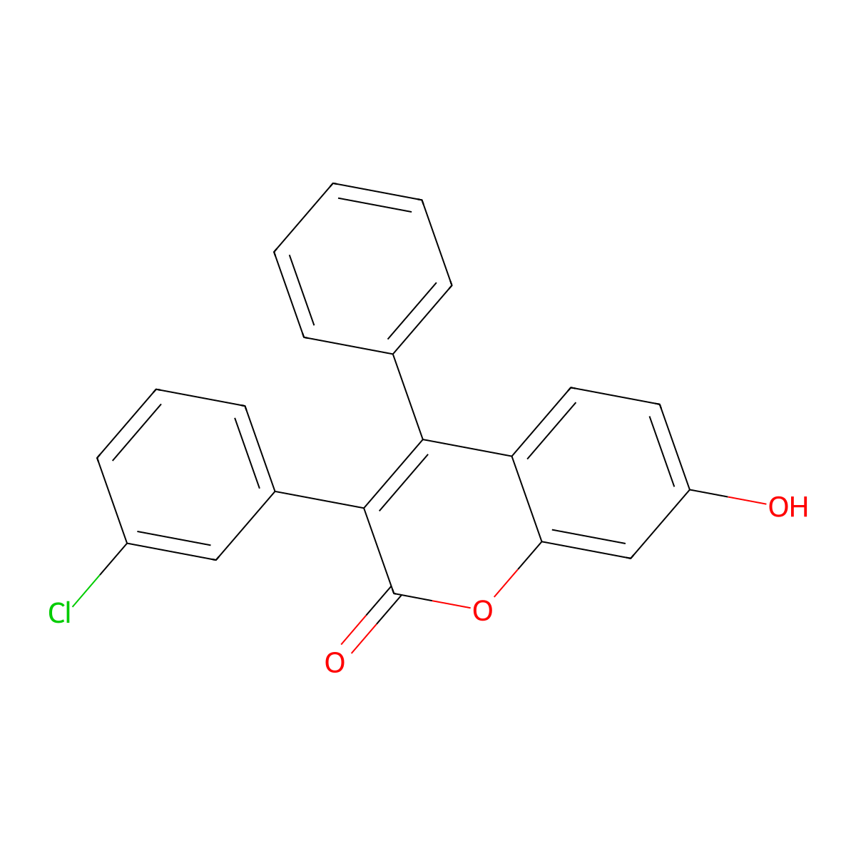 3-(3-Chlorophenyl)-7-hydroxy-4-phenylchromen-2-one molecular structure, CAS 332104-34-4