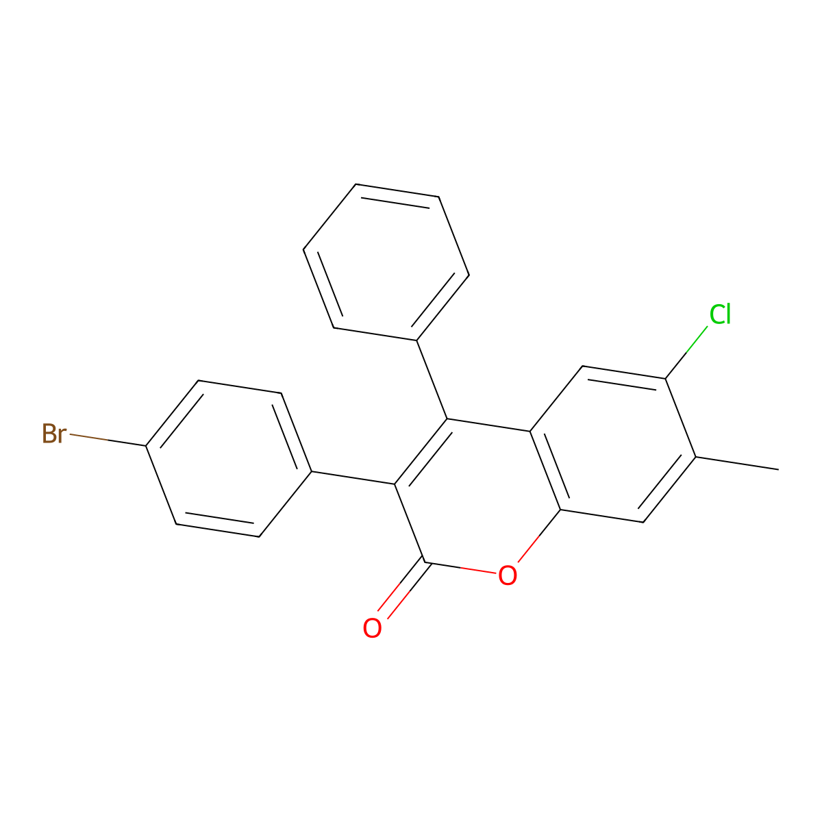 3-(4-Bromophenyl)-6-chloro-7-methyl-4-phenylchromen-2-one molecular structure, CAS 332104-48-0