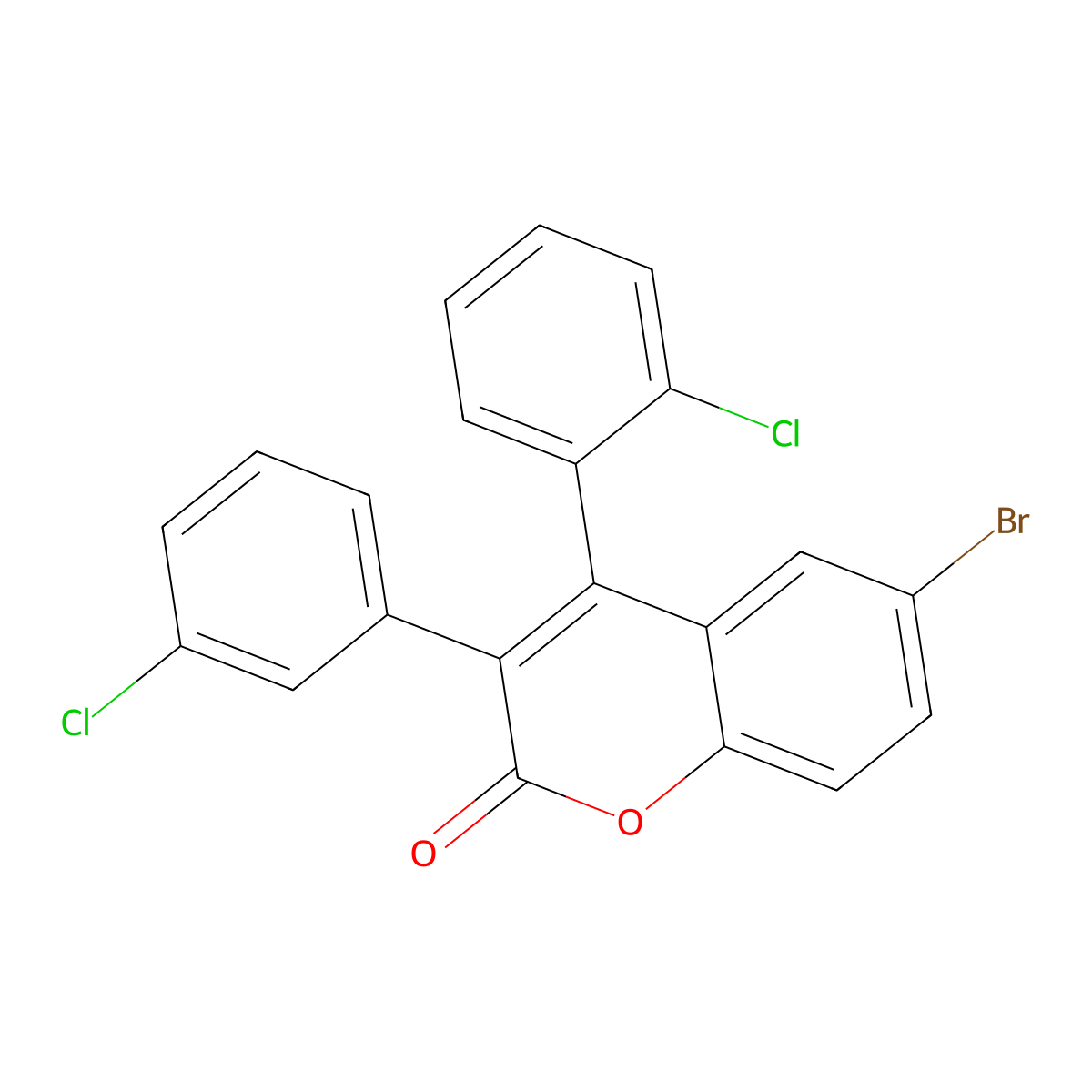 6-Bromo-4-(2-chlorophenyl)-3-(3-chlorophenyl)chromen-2-one molecular structure, CAS 332104-55-9