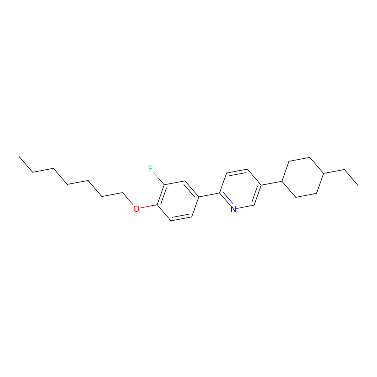 5-(4-Ethylcyclohexyl)-2-(3-fluoro-4-heptoxyphenyl)pyridine molecular structure, CAS 332107-45-6