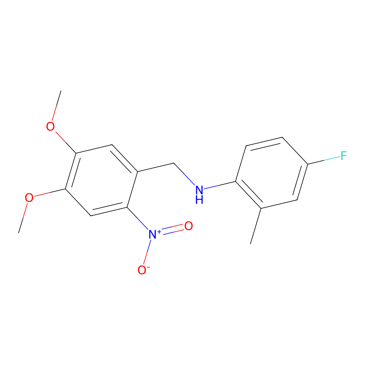 N-(4,5-dimethoxy-2-nitrobenzyl)-4-fluoro-2-methylaniline molecular structure, CAS 332107-64-9