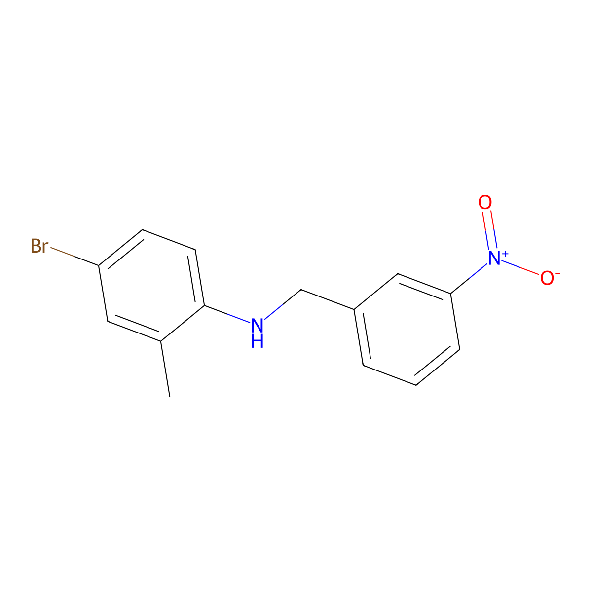 4-bromo-2-methyl-N-(3-nitrobenzyl)aniline molecular structure, CAS 332107-70-7