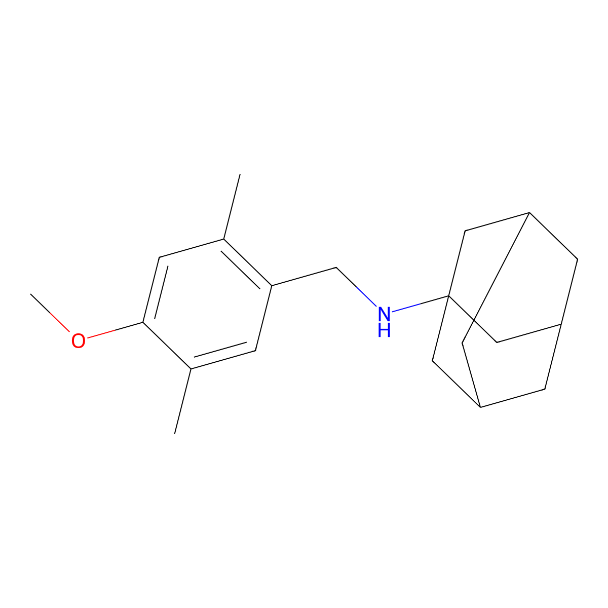 N-[(4-methoxy-2,5-dimethylphenyl)methyl]adamantan-1-amine molecular structure, CAS 332107-72-9