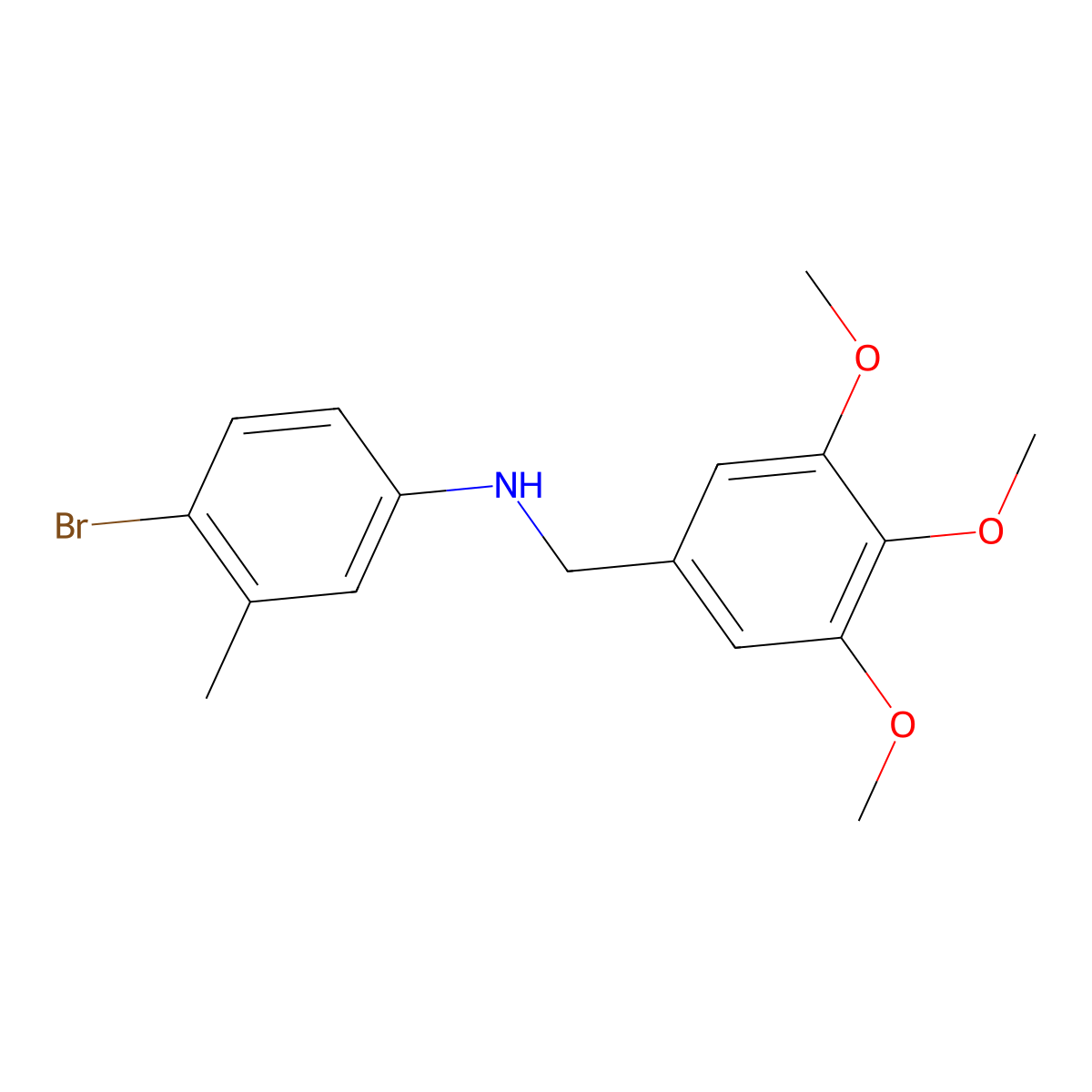 4-bromo-3-methyl-N-[(3,4,5-trimethoxyphenyl)methyl]aniline molecular structure, CAS 332107-73-0