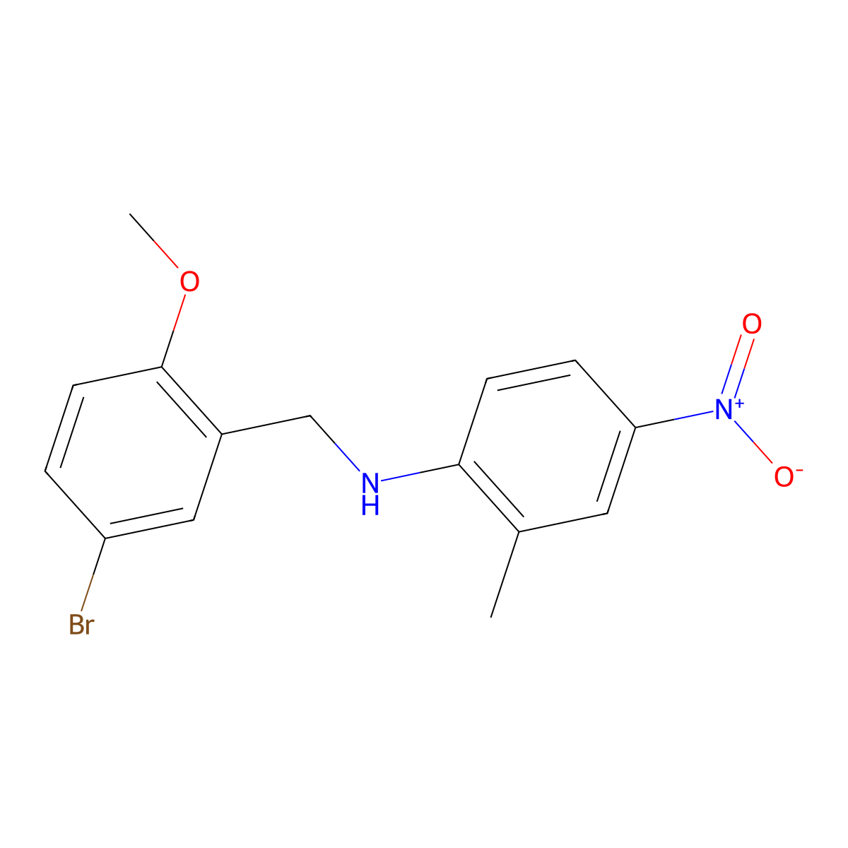 N-[(5-bromo-2-methoxyphenyl)methyl]-2-methyl-4-nitroaniline molecular structure, CAS 332107-76-3