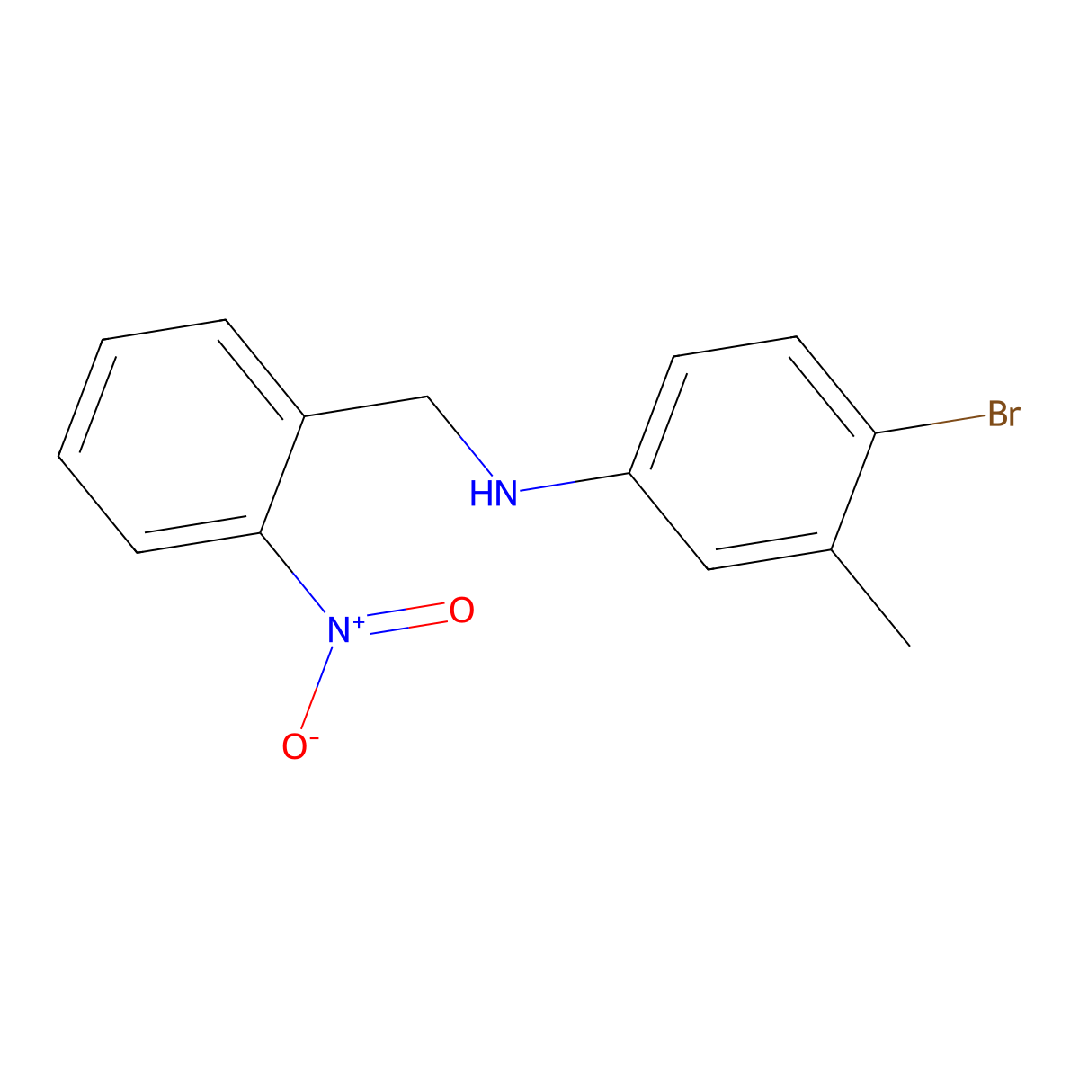 4-bromo-3-methyl-N-[(2-nitrophenyl)methyl]aniline molecular structure, CAS 332107-82-1