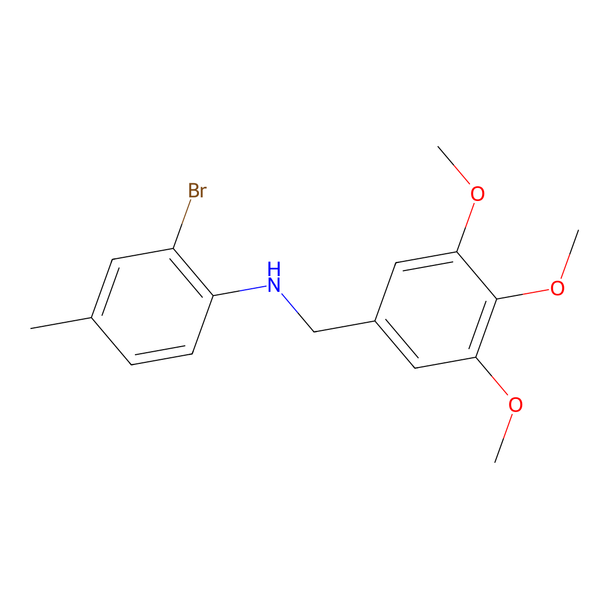 2-bromo-4-methyl-N-[(3,4,5-trimethoxyphenyl)methyl]aniline molecular structure, CAS 332107-87-6