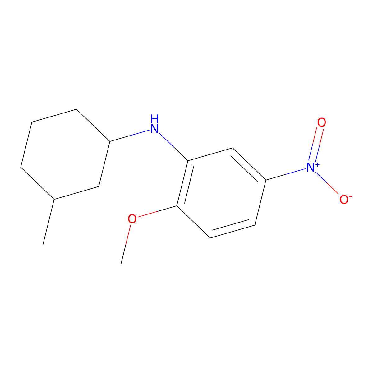2-methoxy-N-(3-methylcyclohexyl)-5-nitroaniline molecular structure, CAS 332107-93-4