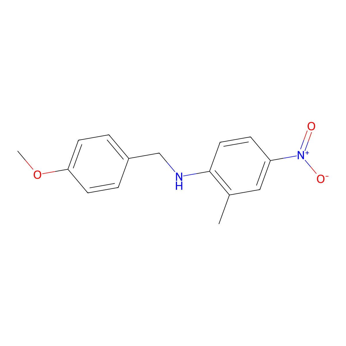 N-[(4-methoxyphenyl)methyl]-2-methyl-4-nitroaniline molecular structure, CAS 332107-94-5