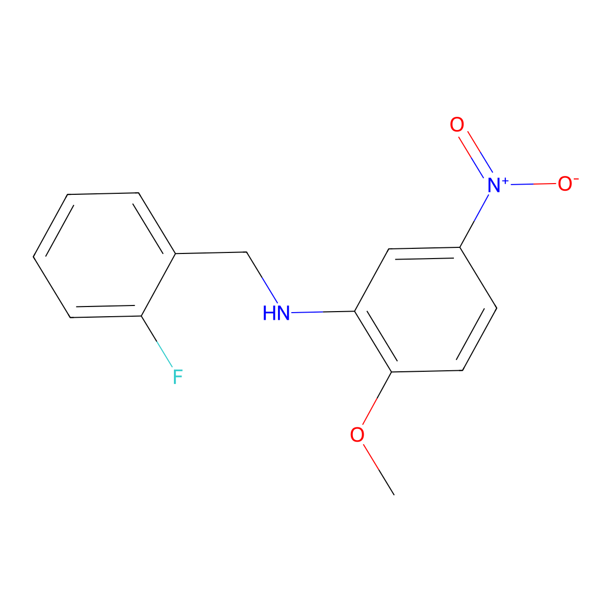 N-(2-fluorobenzyl)-2-methoxy-5-nitroaniline molecular structure, CAS 332107-99-0