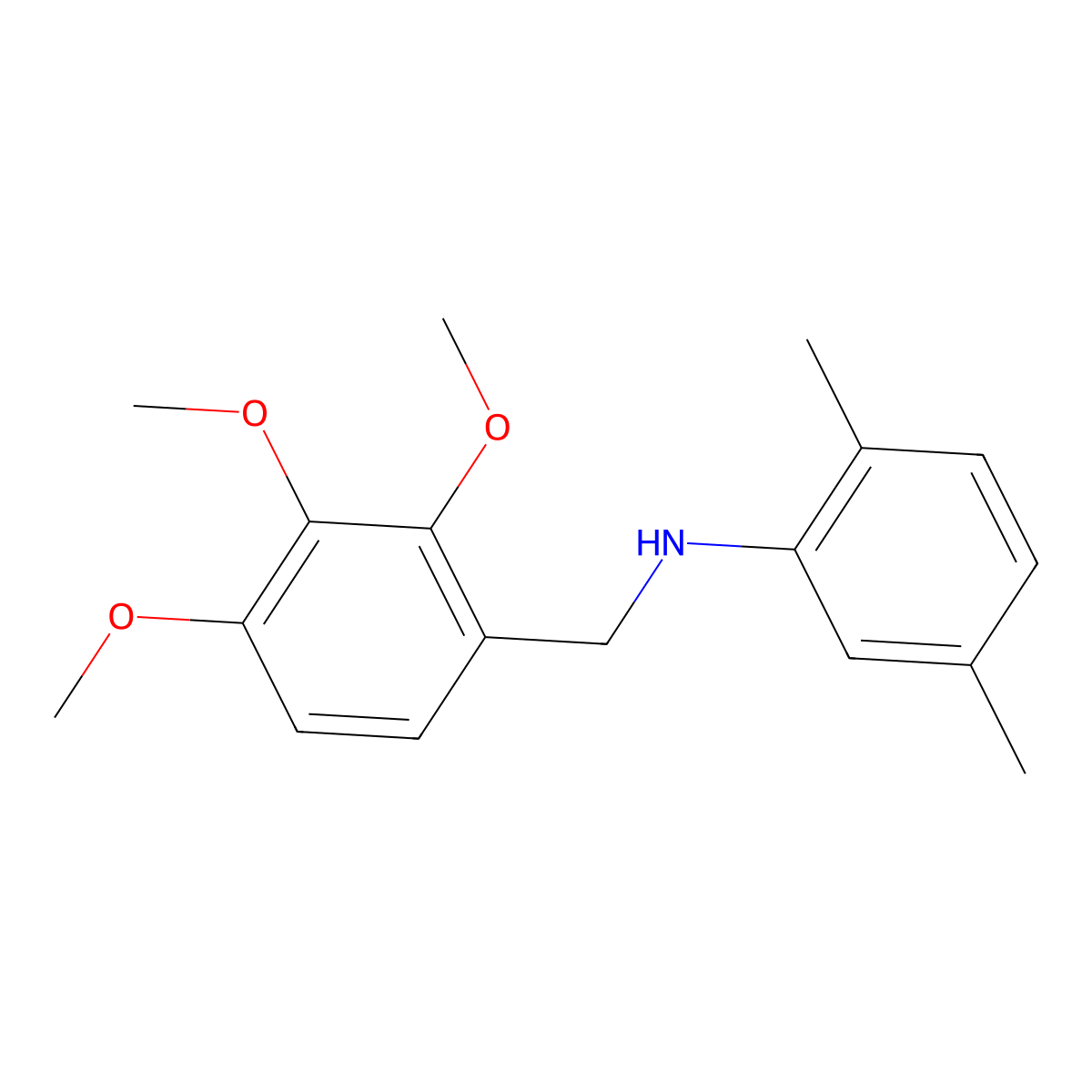 2,5-dimethyl-N-[(2,3,4-trimethoxyphenyl)methyl]aniline molecular structure, CAS 332108-00-6