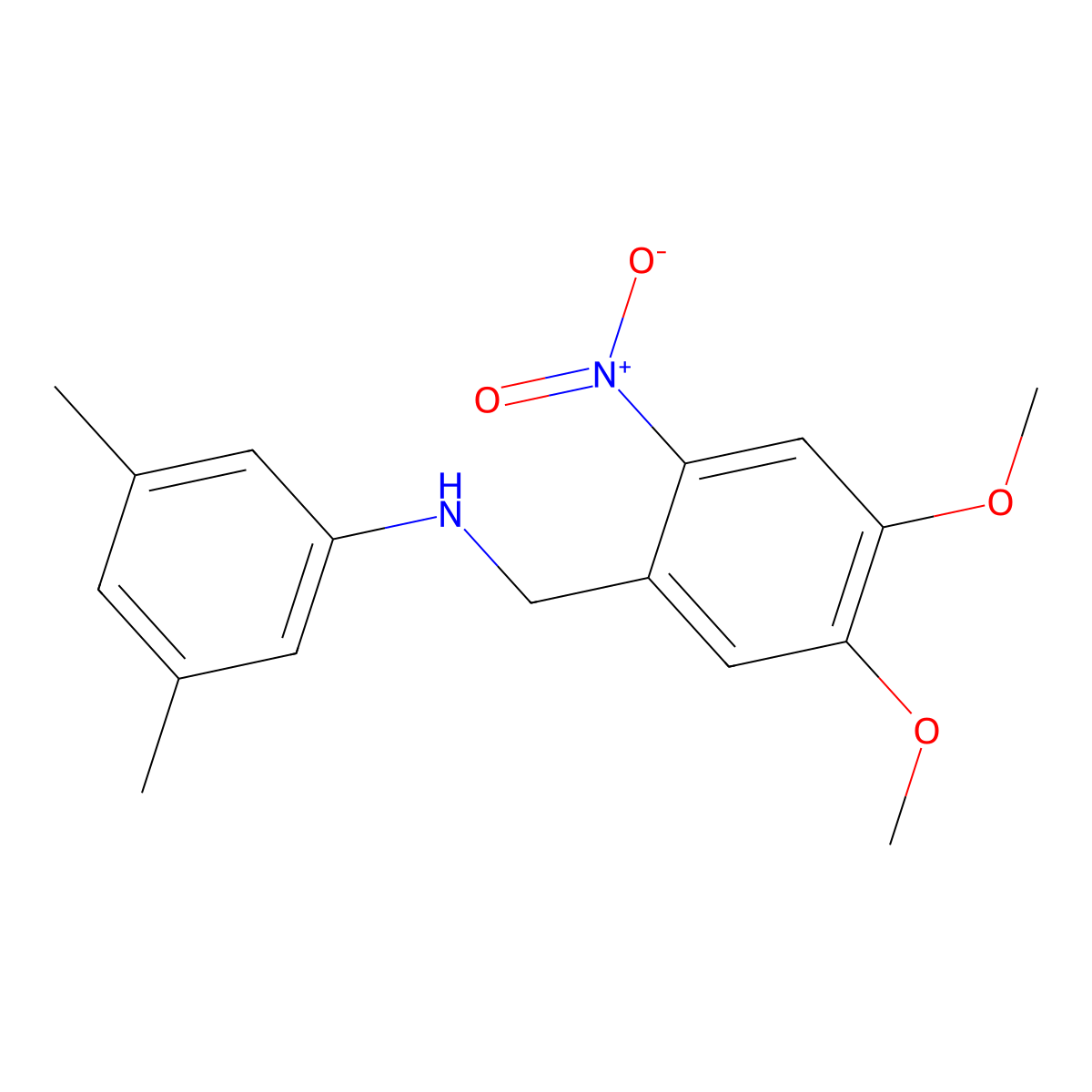 N-(4,5-dimethoxy-2-nitrobenzyl)-3,5-dimethylaniline molecular structure, CAS 332108-10-8