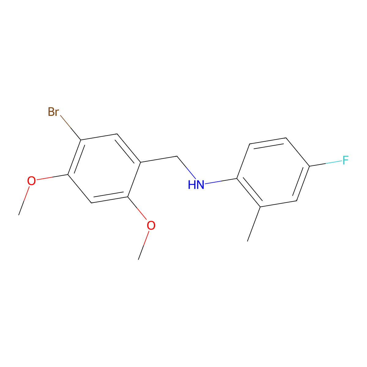 N-[(5-bromo-2,4-dimethoxyphenyl)methyl]-4-fluoro-2-methylaniline molecular structure, CAS 332108-16-4