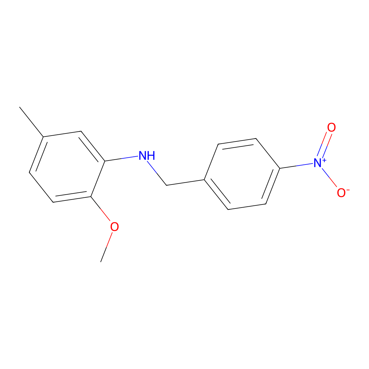 2-methoxy-5-methyl-N-[(4-nitrophenyl)methyl]aniline molecular structure, CAS 332108-22-2