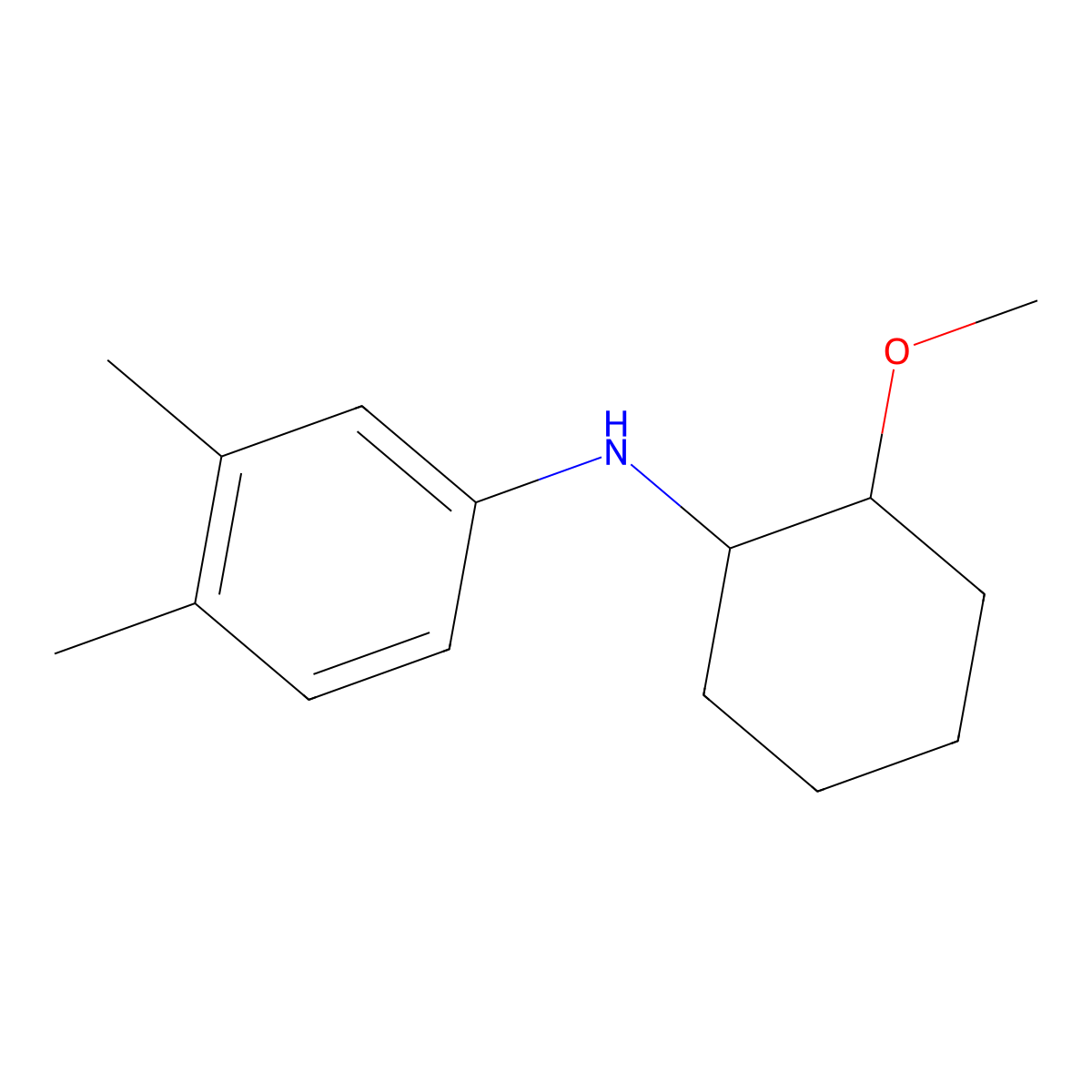 N-(2-methoxycyclohexyl)-3,4-dimethylaniline molecular structure, CAS 332108-28-8