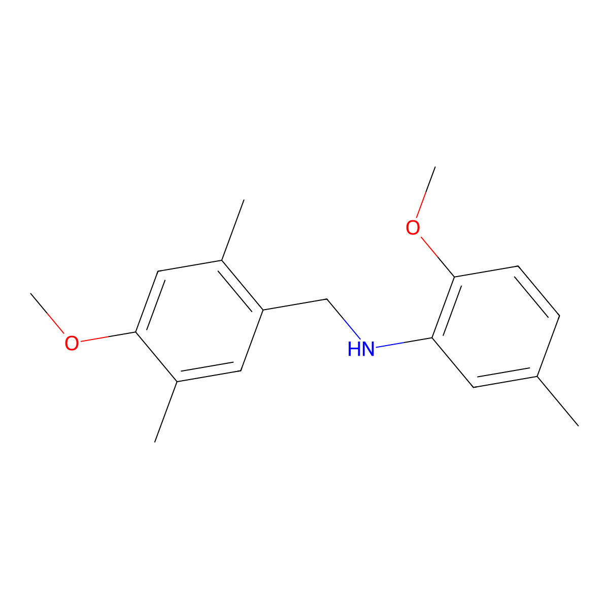 2-methoxy-N-[(4-methoxy-2,5-dimethylphenyl)methyl]-5-methylaniline molecular structure, CAS 332108-29-9