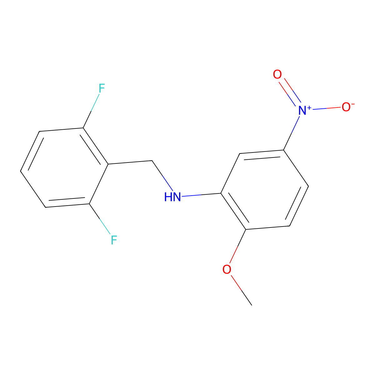 N-(2,6-difluorobenzyl)-2-methoxy-5-nitroaniline molecular structure, CAS 332108-32-4