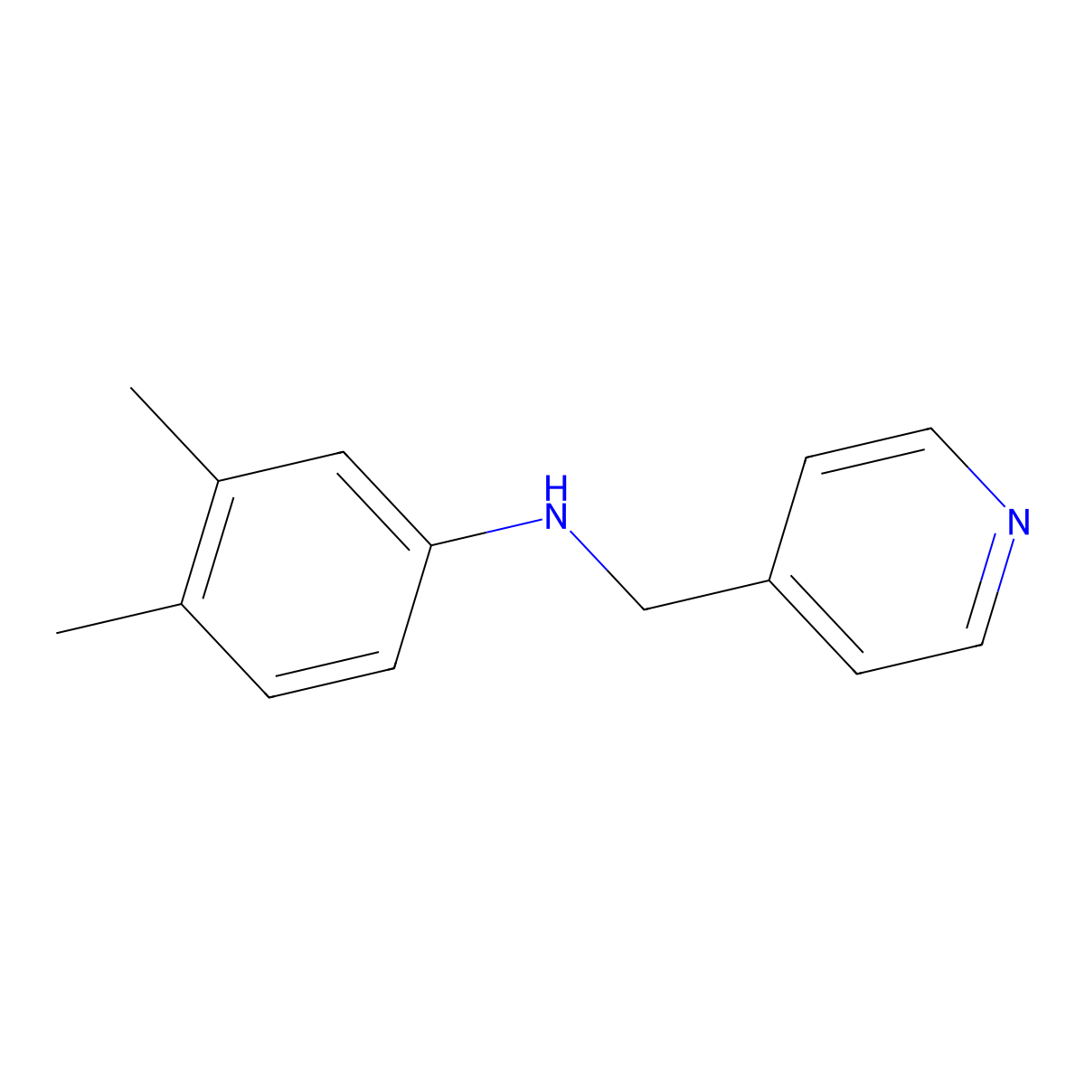 3,4-dimethyl-N-(pyridin-4-ylmethyl)aniline molecular structure, CAS 332108-35-7