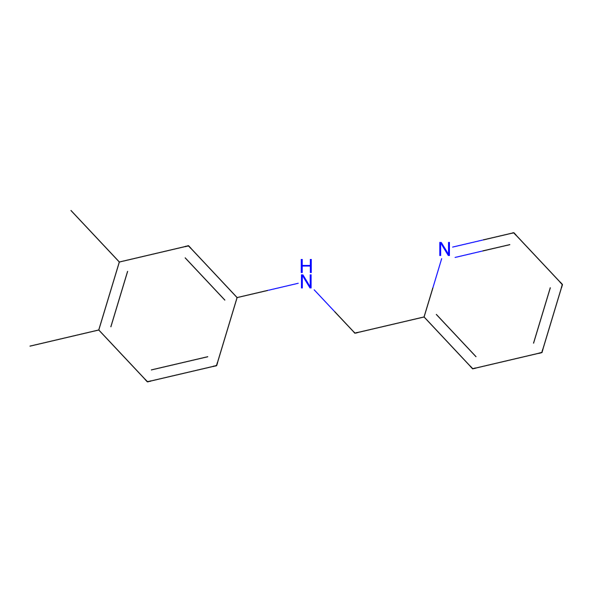 3,4-dimethyl-N-(pyridin-2-ylmethyl)aniline molecular structure, CAS 332108-39-1