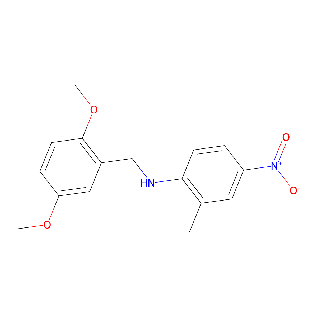 N-[(2,5-dimethoxyphenyl)methyl]-2-methyl-4-nitroaniline molecular structure, CAS 332108-47-1
