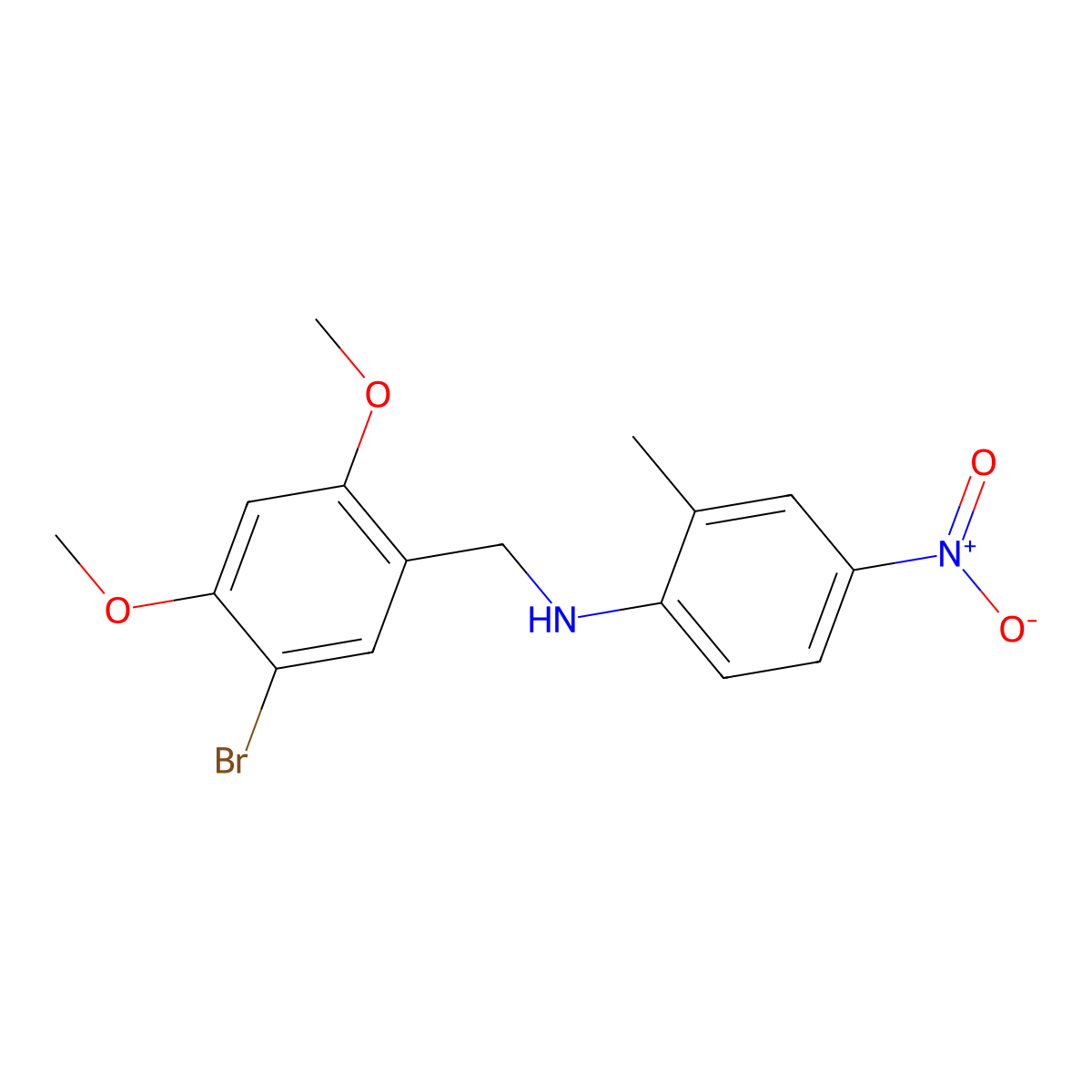 N-[(5-bromo-2,4-dimethoxyphenyl)methyl]-2-methyl-4-nitroaniline molecular structure, CAS 332108-48-2