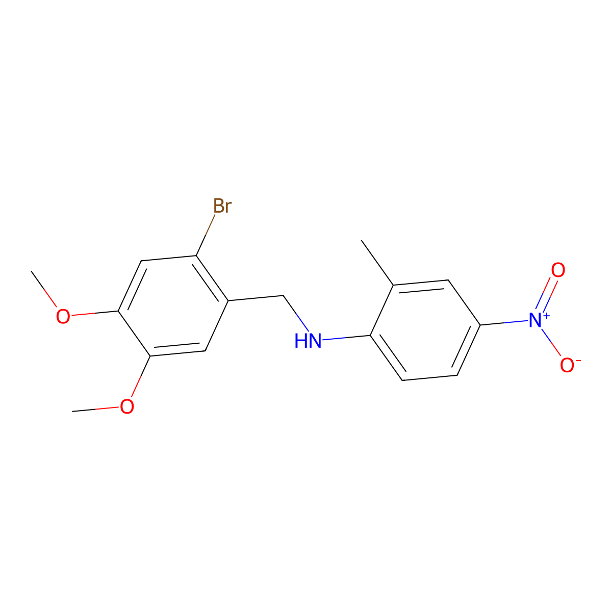 N-[(2-bromo-4,5-dimethoxyphenyl)methyl]-2-methyl-4-nitroaniline molecular structure, CAS 332108-52-8